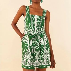 Farm Rio Off-White Macaw Elegance Romper M NWT